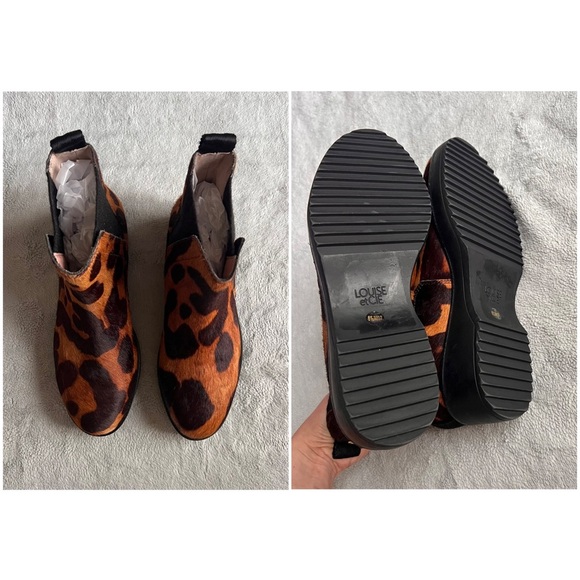 Louise et Cie Zareb Animal Print Leopard Calf Hair Leather Ankle Chelsea Boot - Picture 3 of 15